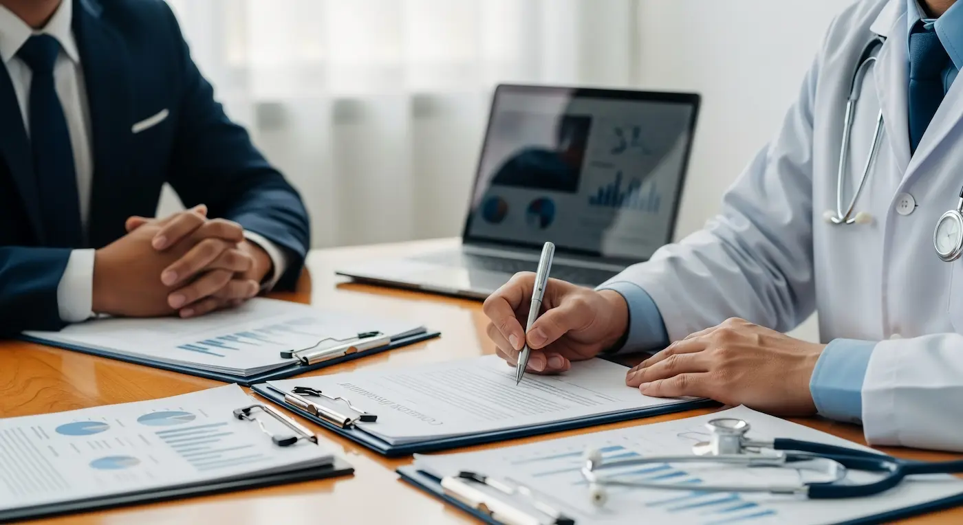 Distributor consulting with aesthetic clinic professionals